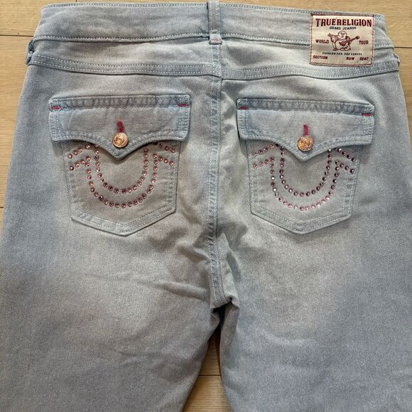 True Religion Jennie Curvy Pink Rhinestone Skinny Jeans size 29 - Picture 1 of 4